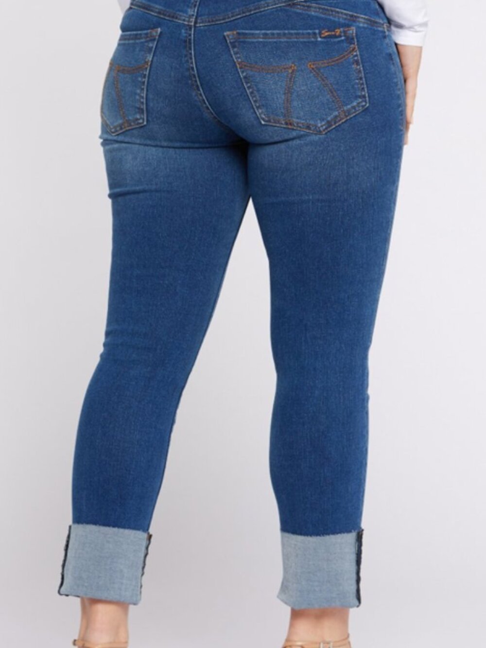 Seven7 Size 8 Womens Tummy Toner Skinny Jeans Pull On Ultra High Rise Blue